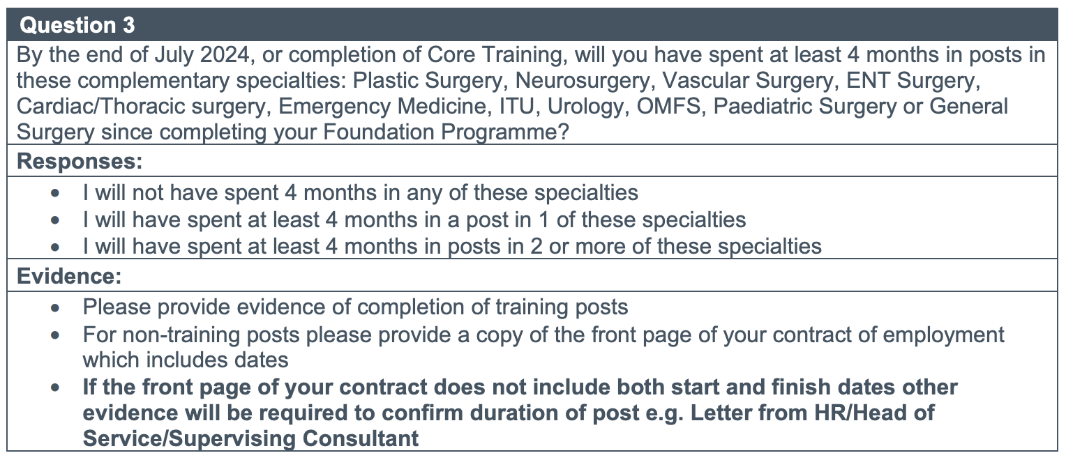 ST3 T&O Self-Assessment Related Specialty Experience