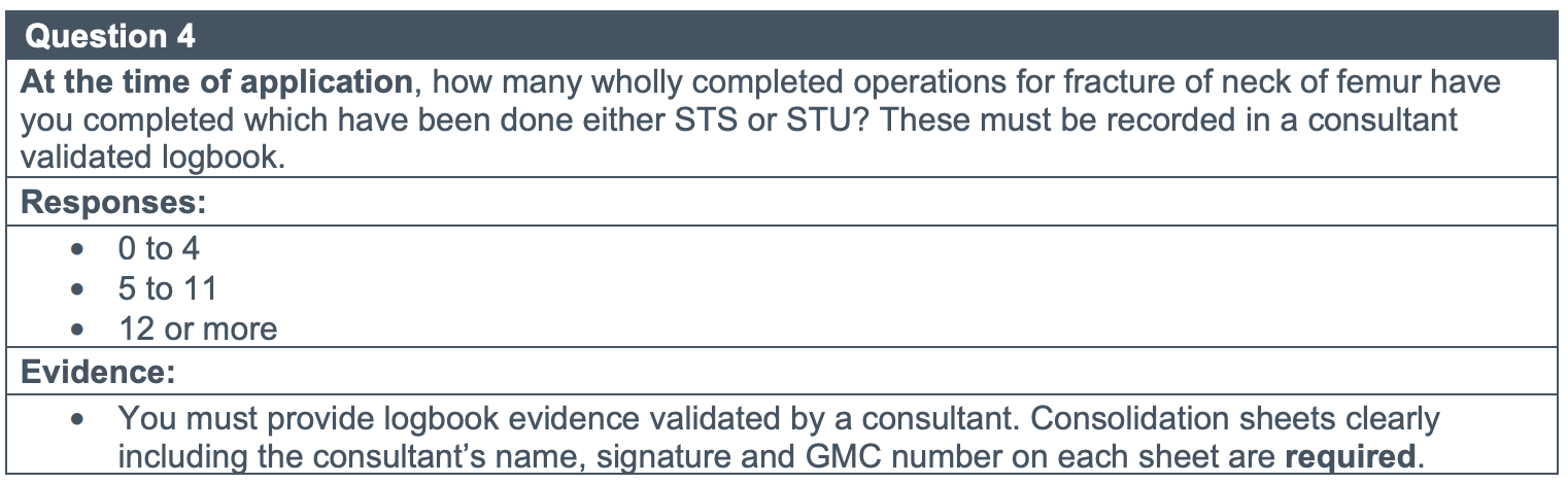 ST3 T&O Self-Assessment Operative Experience